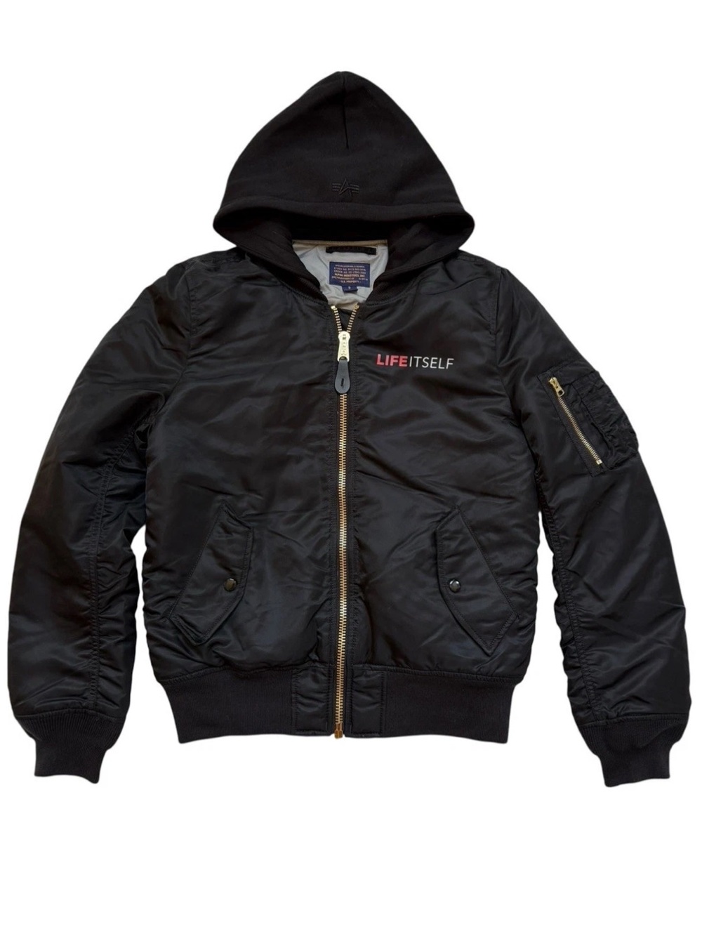Alpha Industries MA-1 Flight Mens Hooded Jacket Sz Small